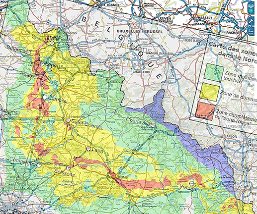 DEMINETEC map of areas destroyed in World War I