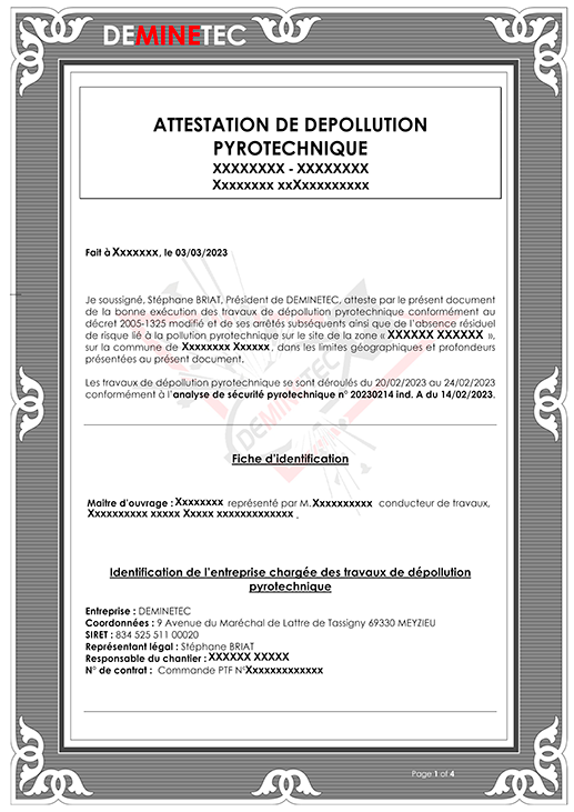 DEMINETEC attestation de dépollution