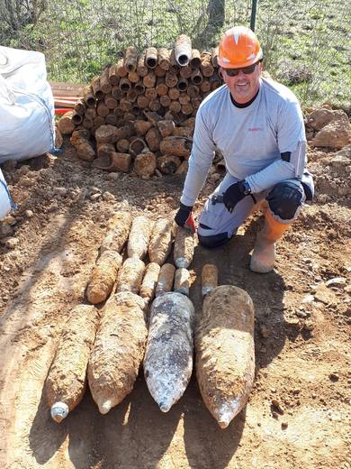 Dégagement de bombes aériennes sur chantier de dépollution