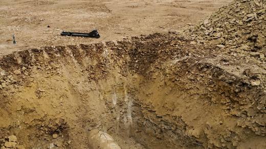 Munition découverte au cours du terrassement d'un chantier