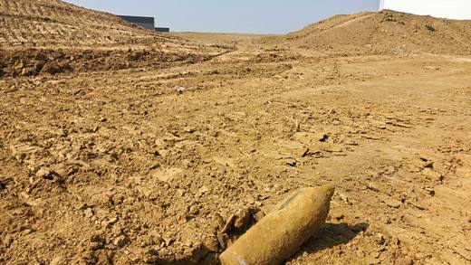 Munition mise au jour au cours de travaux de terrassement