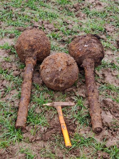 Munitions extraites et repérées avant enlèvement