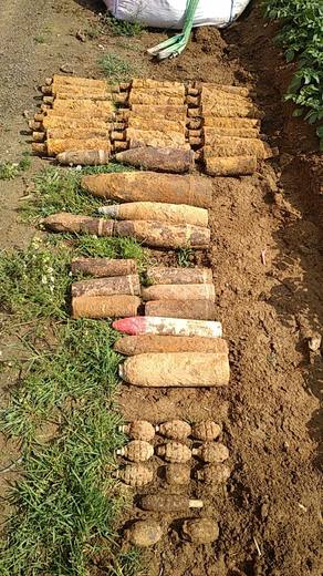 Munitions mises au jour lors d'une fouille pyrotechnique