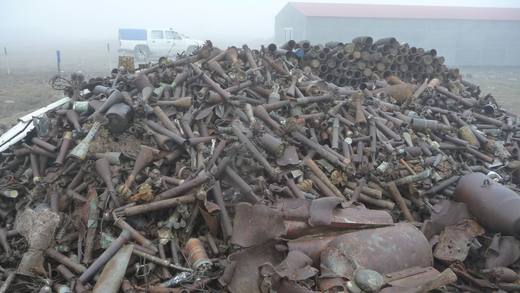 Zone de stockage des ferrailles issues d'opérations pyrotechniques